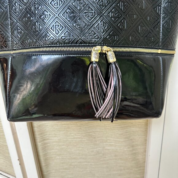 Relic by Fossil Black Tote Bag Patent Leather Tassel Purse Large Handbag - Picture 3 of 9